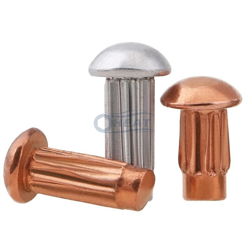 Copper Brass Solid Rivet Knurled Mushroom Head screws