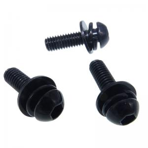 Mushroom Hex Head Black Steel Sems Screw With Washer Mushroom Hex Head Black Steel Sems Screw With Washer