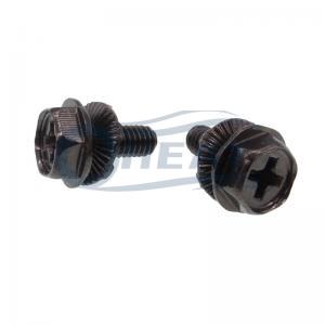 black oxide flange hex sems screw with serrated washer black oxide flange hex sems screw with serrated washer